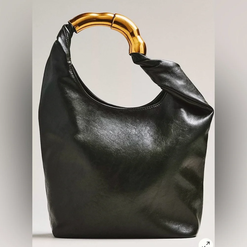 Anthropologie Vegan Leather Gilded Shoulder Bag